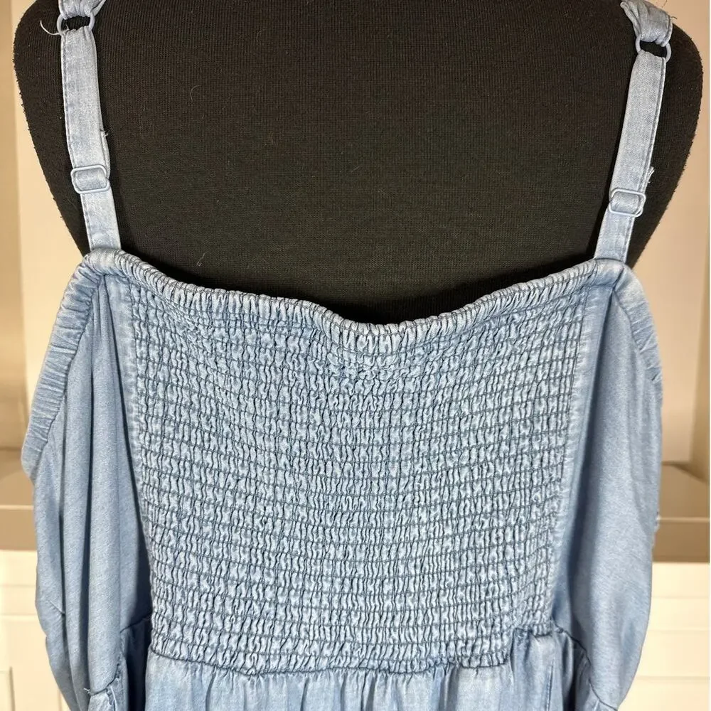Torrid Tea Length Chambray Button Front Midi Dress Blue Sleeveless Sz 4X Casual - Picture 8 of 16